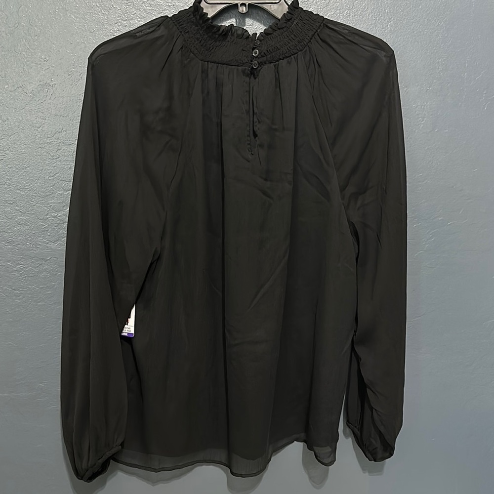 Joie black Ruffled Blouse with Long Sleeves - Picture 5 of 7